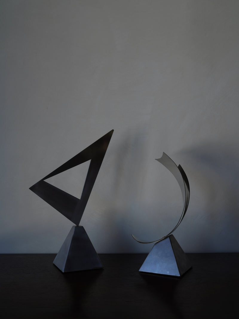 Pair of Abstract Modern Metal Table Sculptures