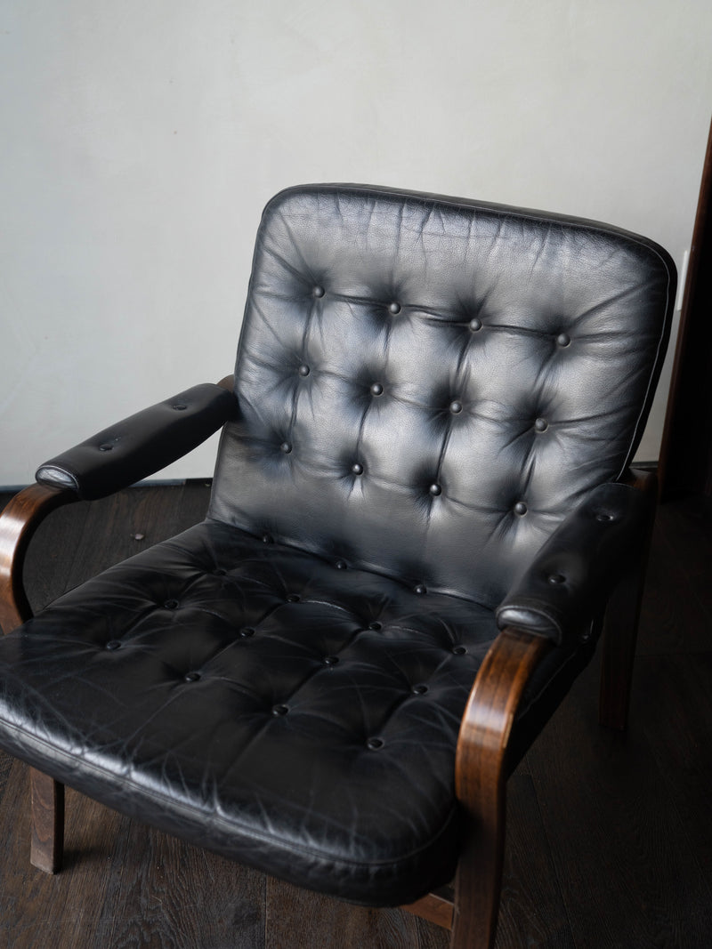 Style of Gote Swedish Leather Lounge Chair c. 1970s
