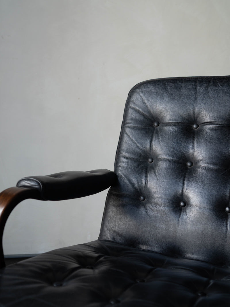 Style of Gote Swedish Leather Lounge Chair c. 1970s