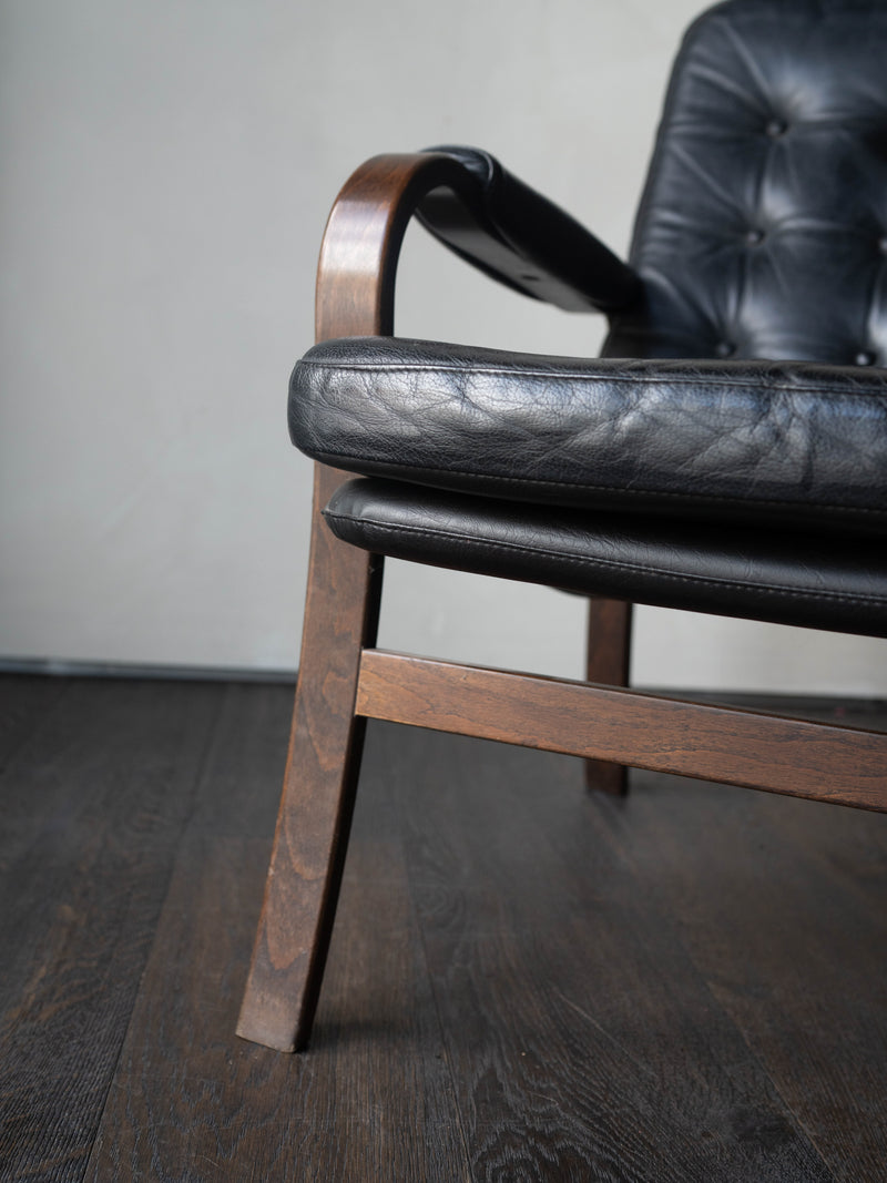 Style of Gote Swedish Leather Lounge Chair c. 1970s