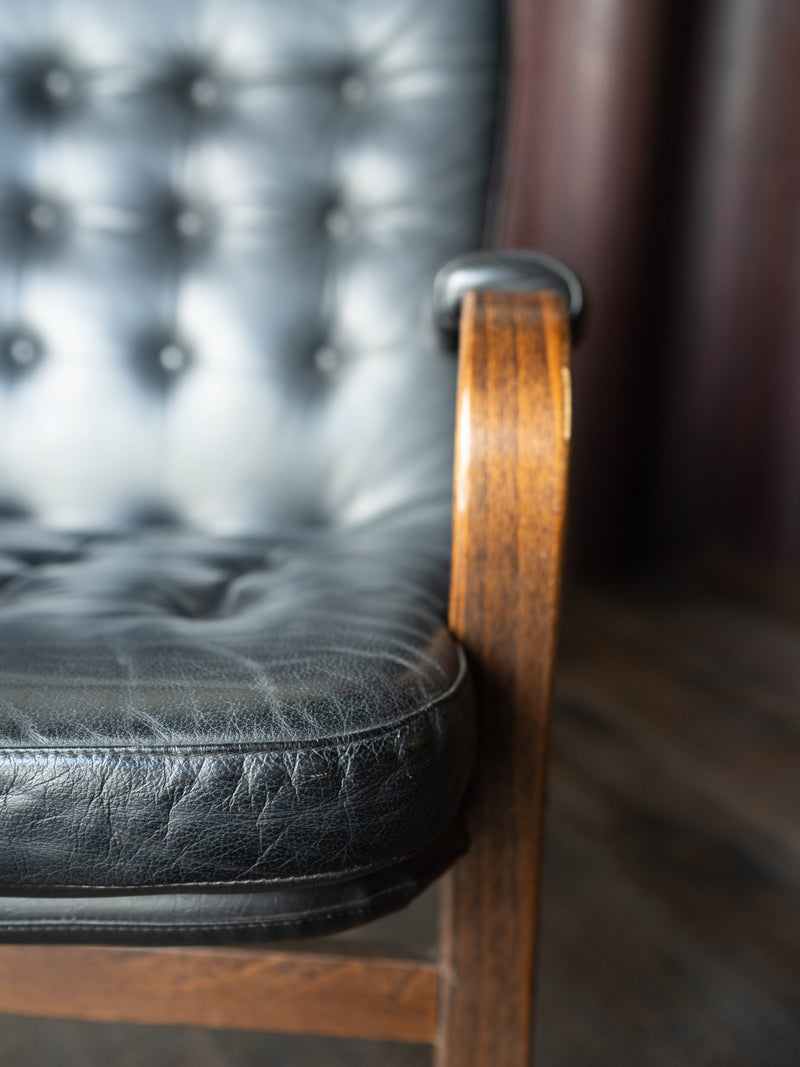Style of Gote Swedish Leather Lounge Chair c. 1970s