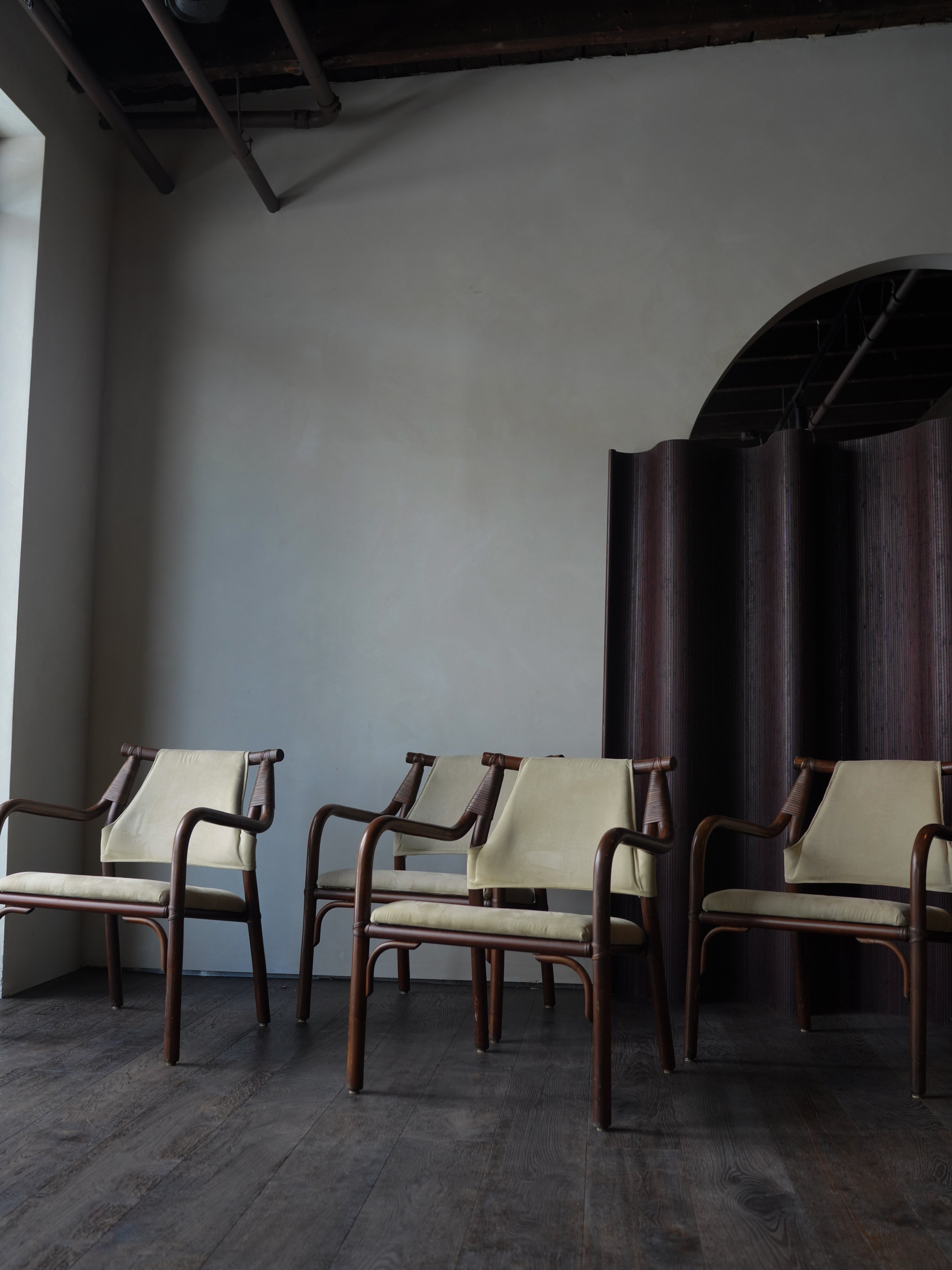 Danish Bamboo and Suede Chairs