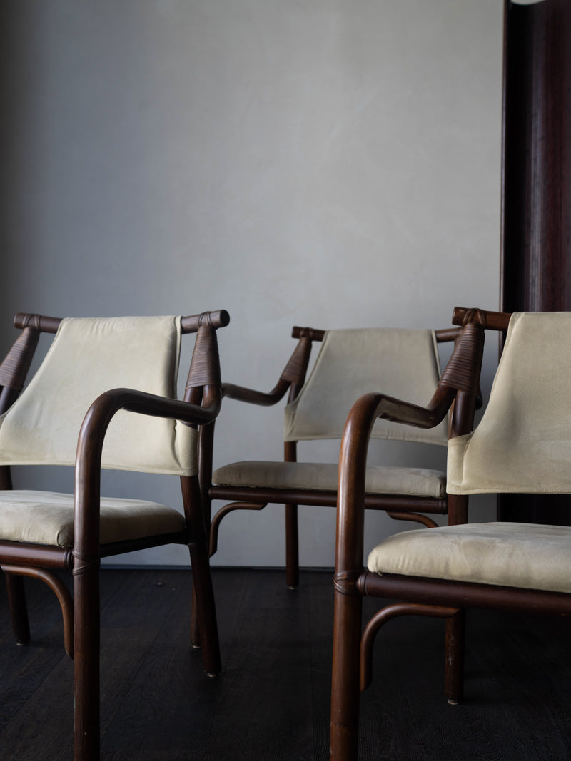 Danish Bamboo and Suede Chairs