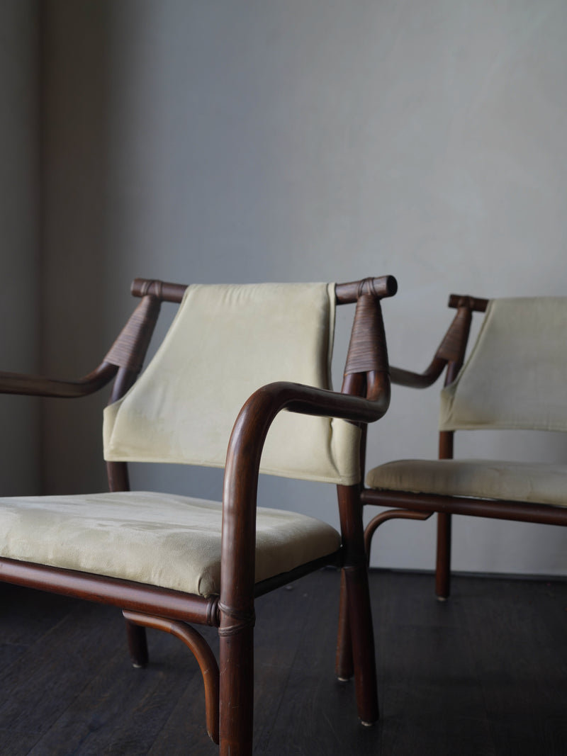Danish Bamboo and Suede Chairs