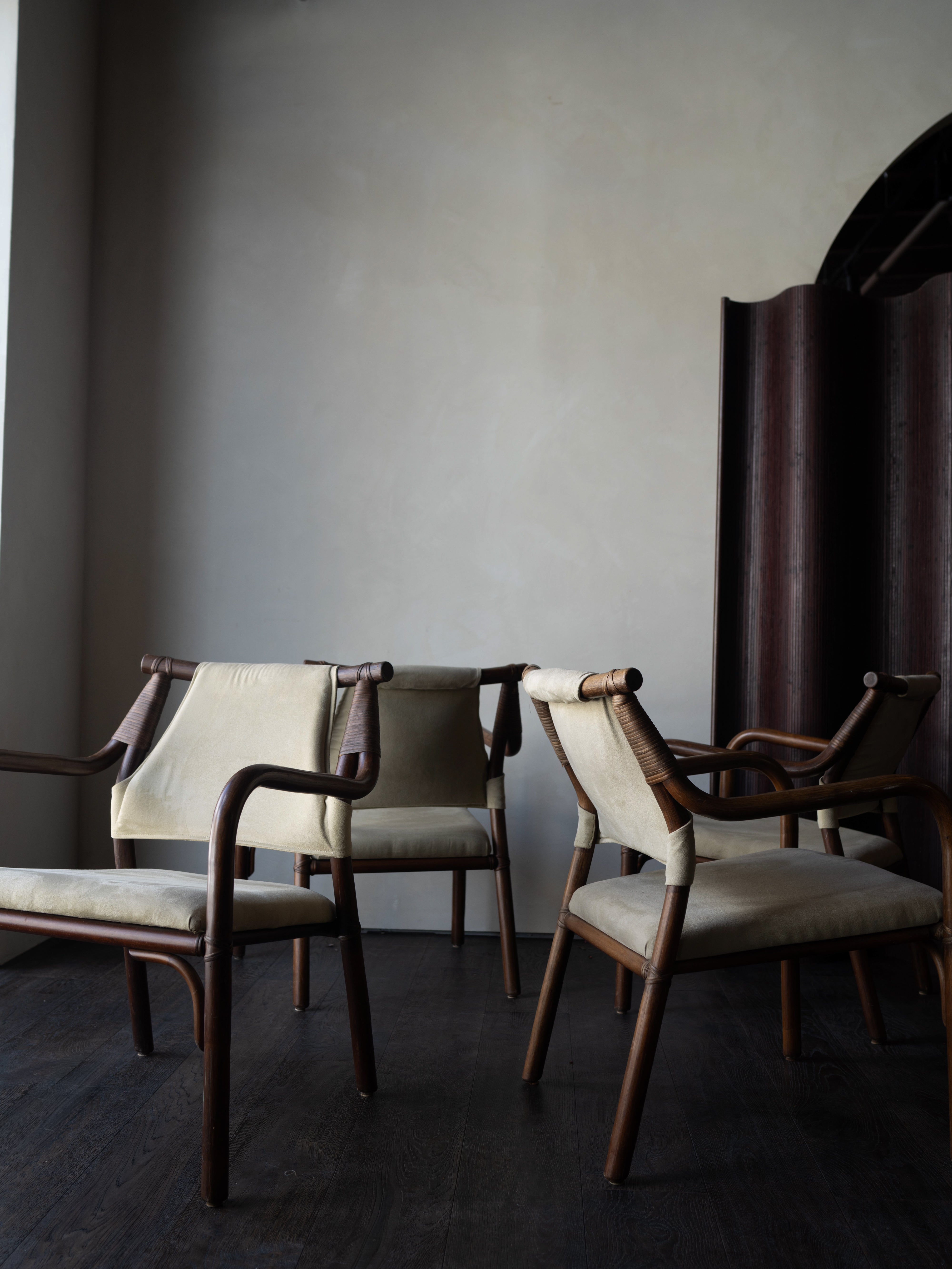 Danish Bamboo and Suede Chairs