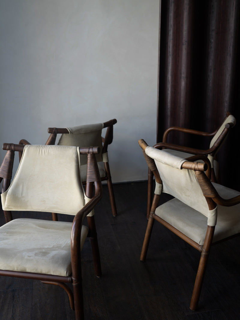 Danish Bamboo and Suede Chairs