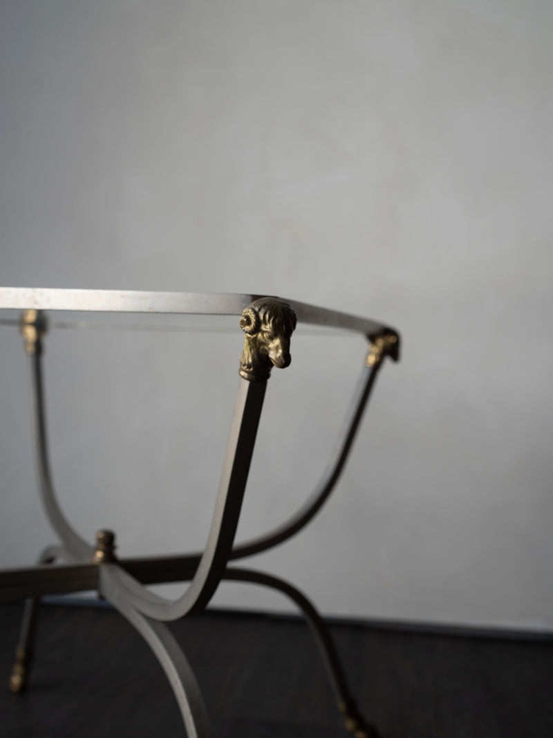 Vintage Italian Glass-Top Side Table, in the Style of Maison Jansen