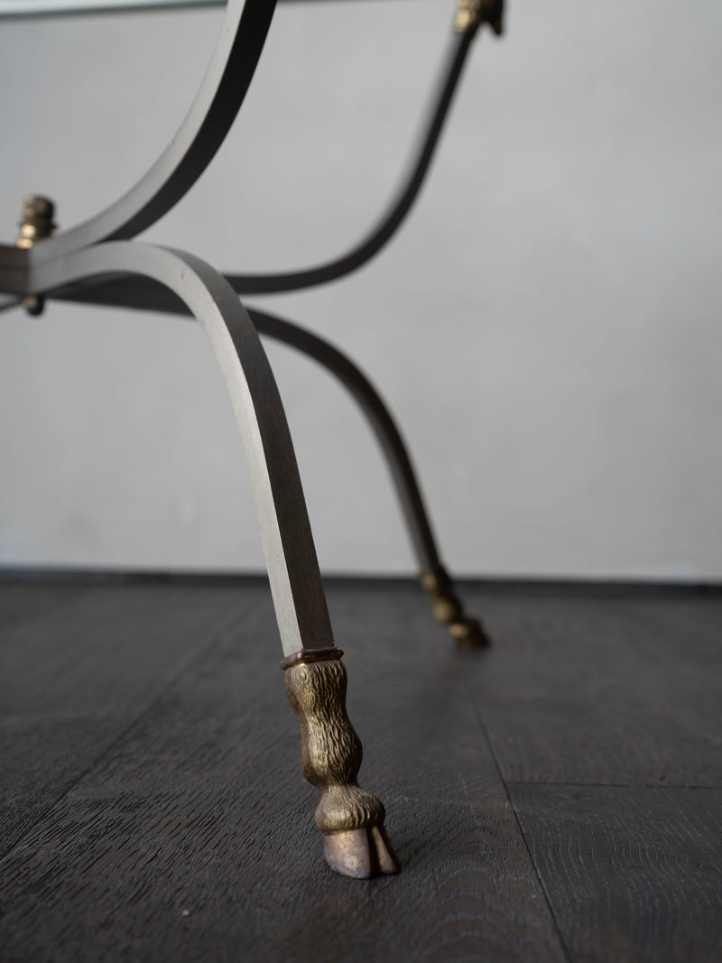 Vintage Italian Glass-Top Side Table, in the Style of Maison Jansen