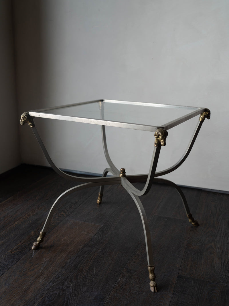 Vintage Italian Glass-Top Side Table, in the Style of Maison Jansen