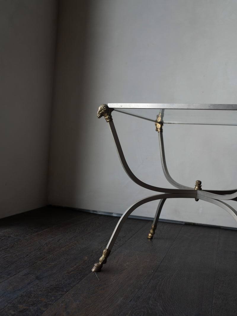 Vintage Italian Glass-Top Side Table, in the Style of Maison Jansen