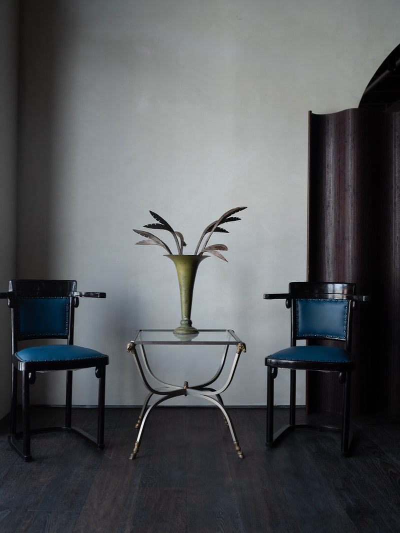 Vintage Italian Glass-Top Side Table, in the Style of Maison Jansen