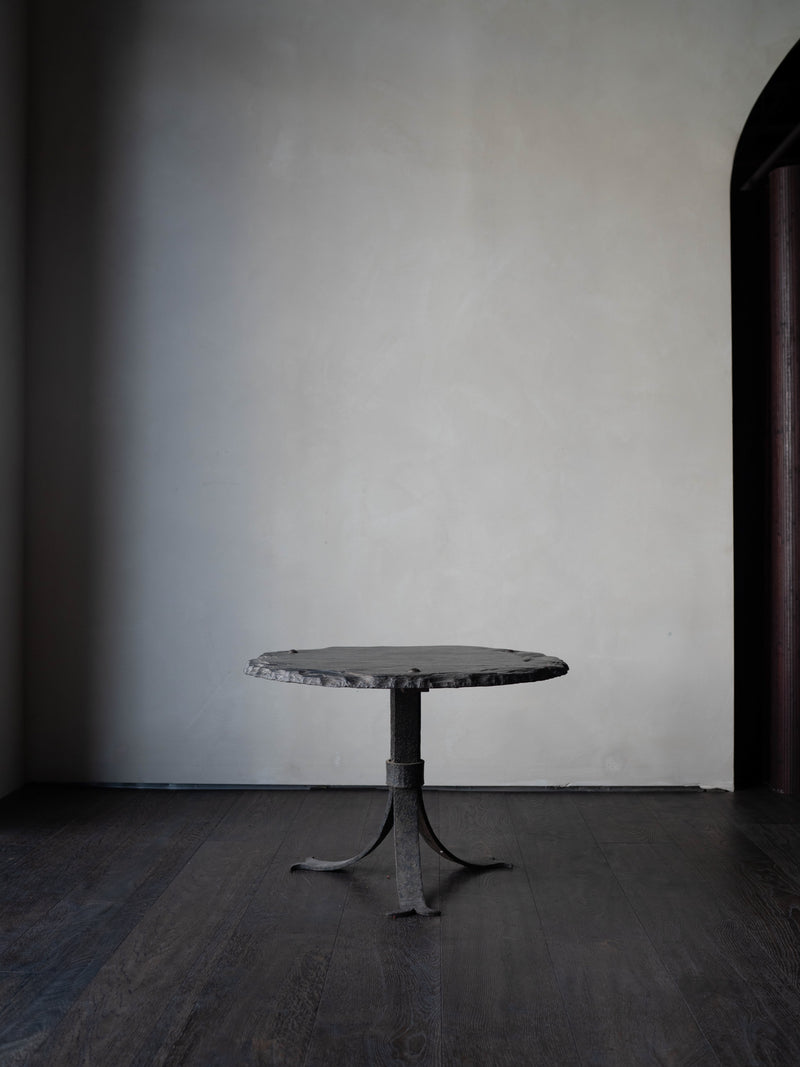 Round Slate Top Side Table