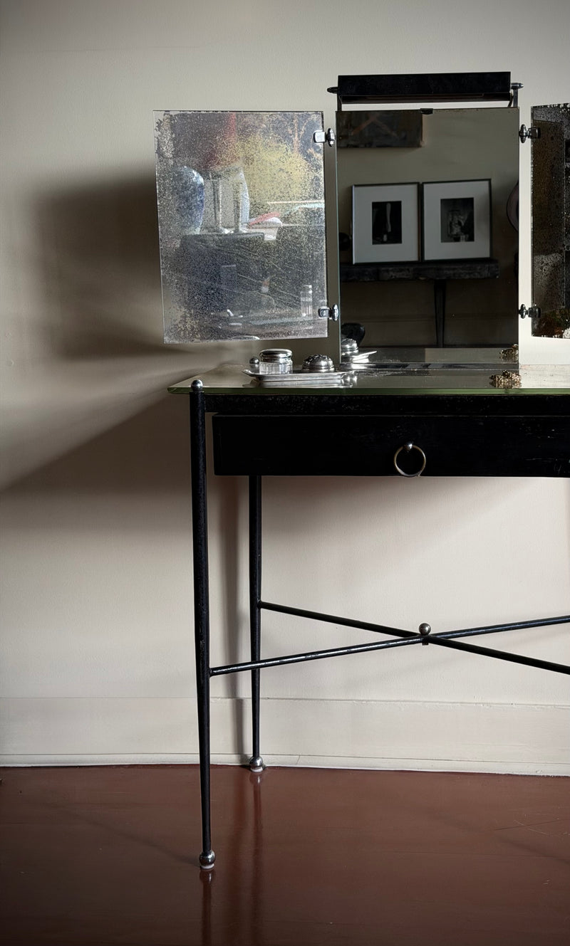 French Art Deco Mirrored Vanity attr. Jacques Adnet, 1920s