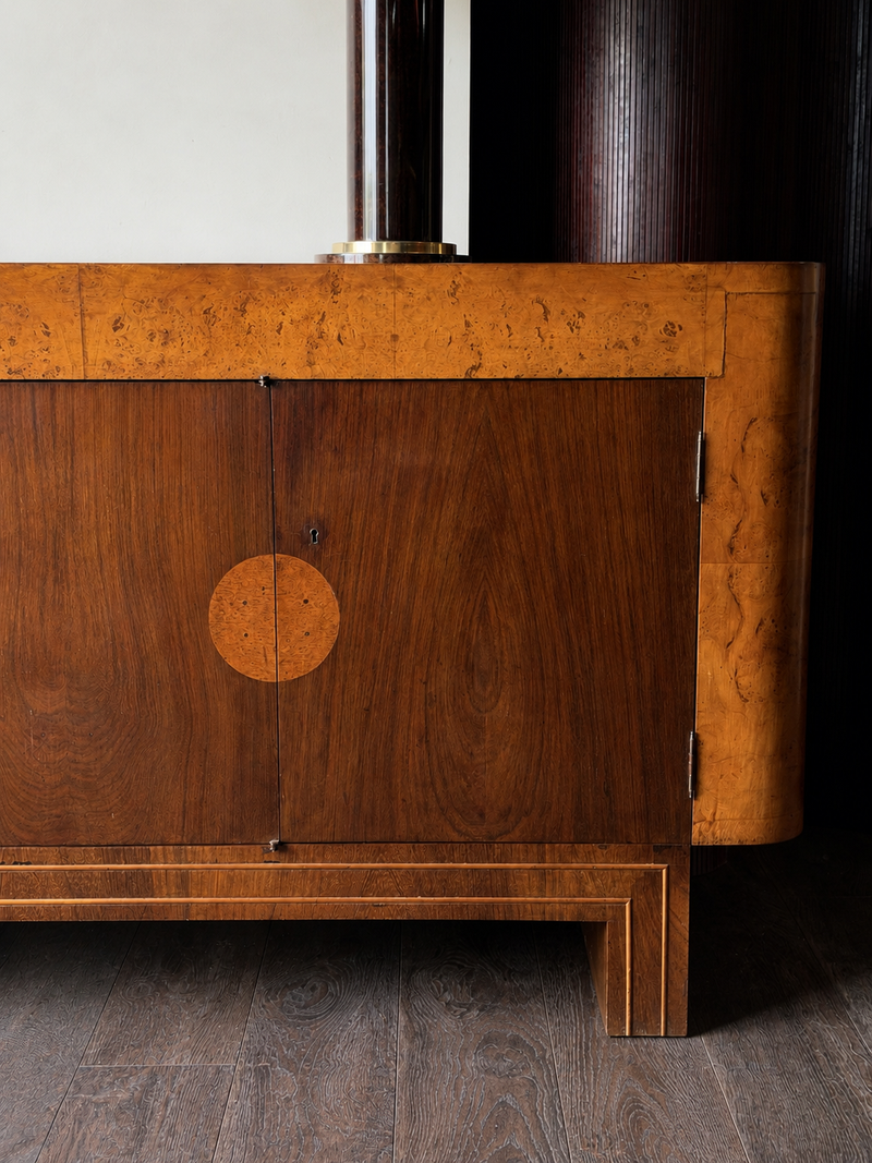 Italian Art Deco Burlwood Sideboard, 1920s