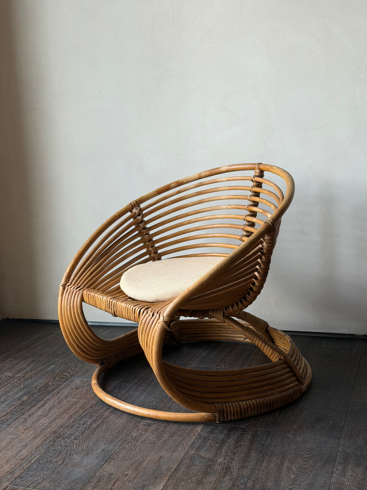 Sculptural Bent Rattan Lounge Chair