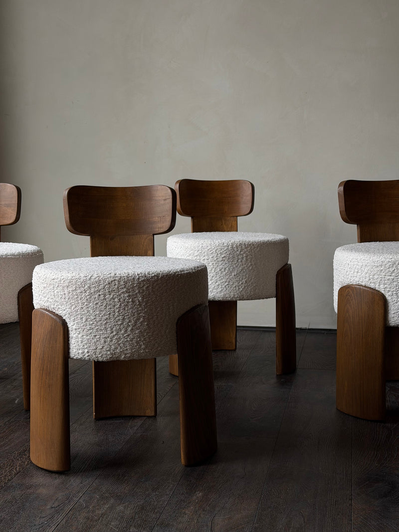 Cream Lounge Ottomans with Backs, Pair