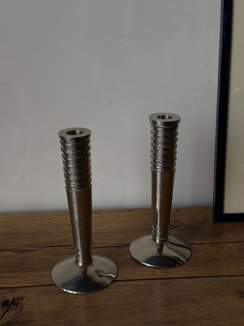 Art Deco Chrome Candlesticks