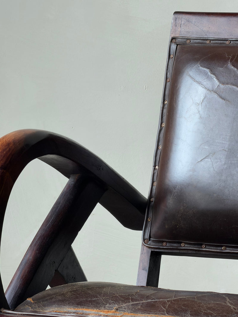 Walnut Campaign Folding Armchair