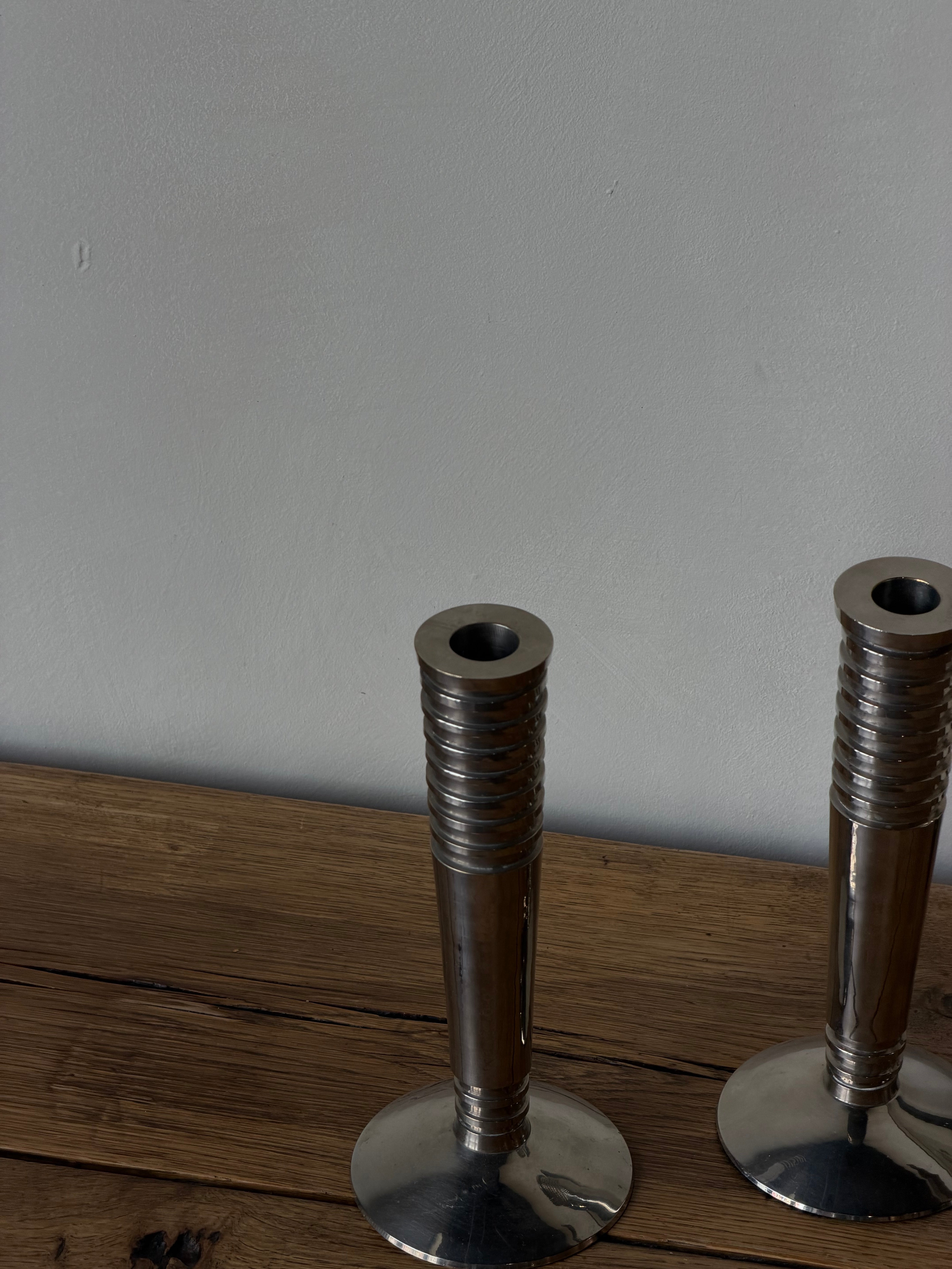 Art Deco Chrome Candlesticks
