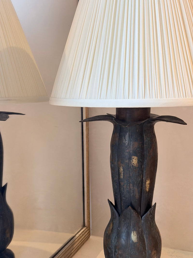 French Botanical Metal Table Lamp