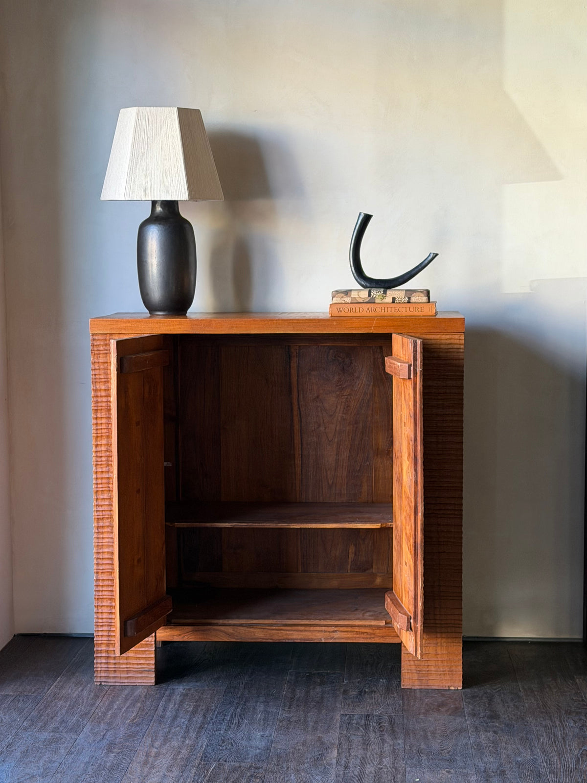 Vintage Scandinavian Textured Wood Cabinet