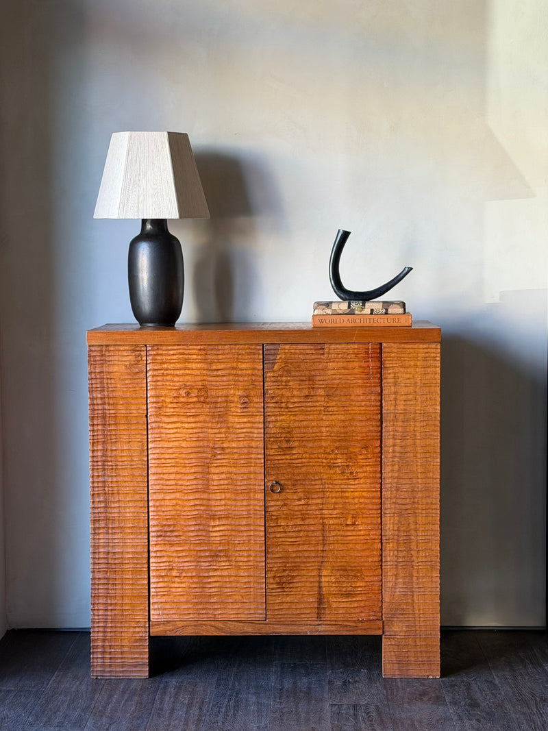 Vintage Scandinavian Textured Wood Cabinet