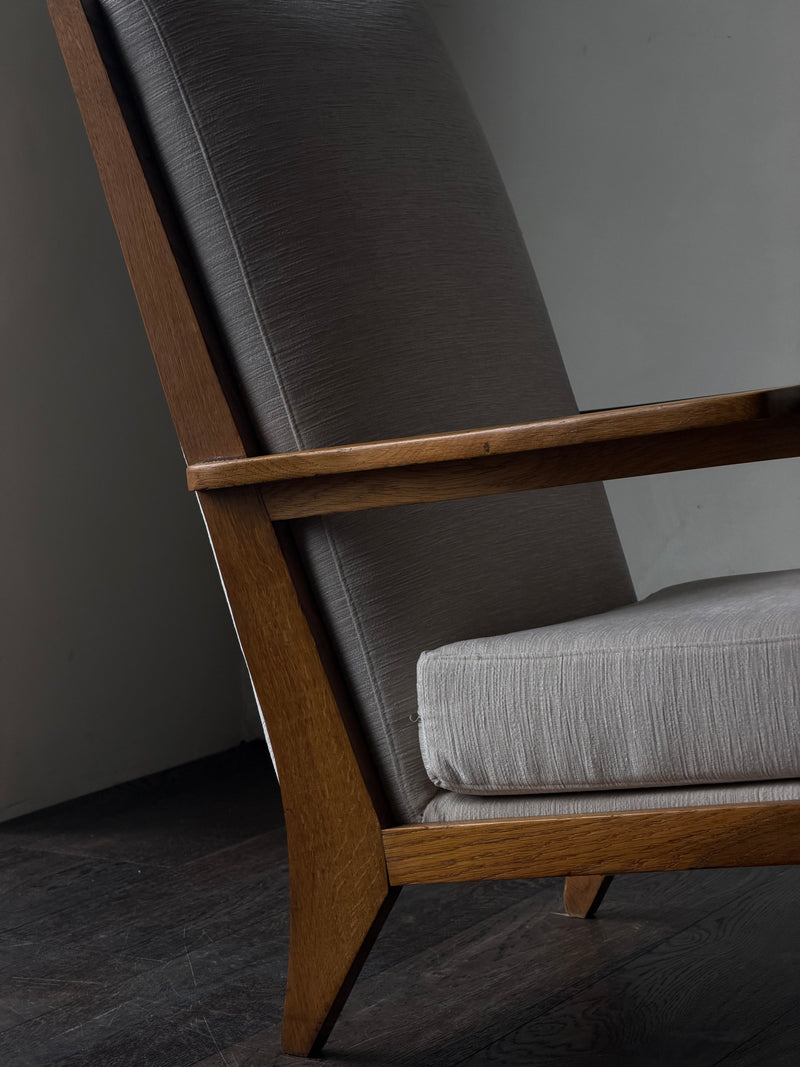Oak Modernist Lounge Chairs, Pair