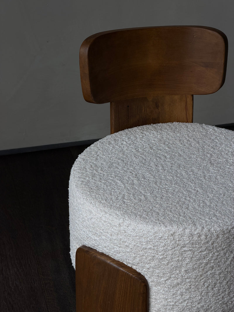 Cream Lounge Ottomans with Backs, Pair