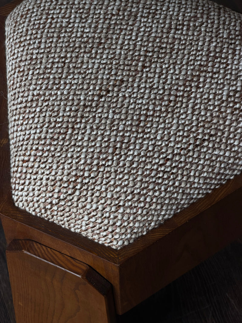 Cream Triangular Poufs, Pair