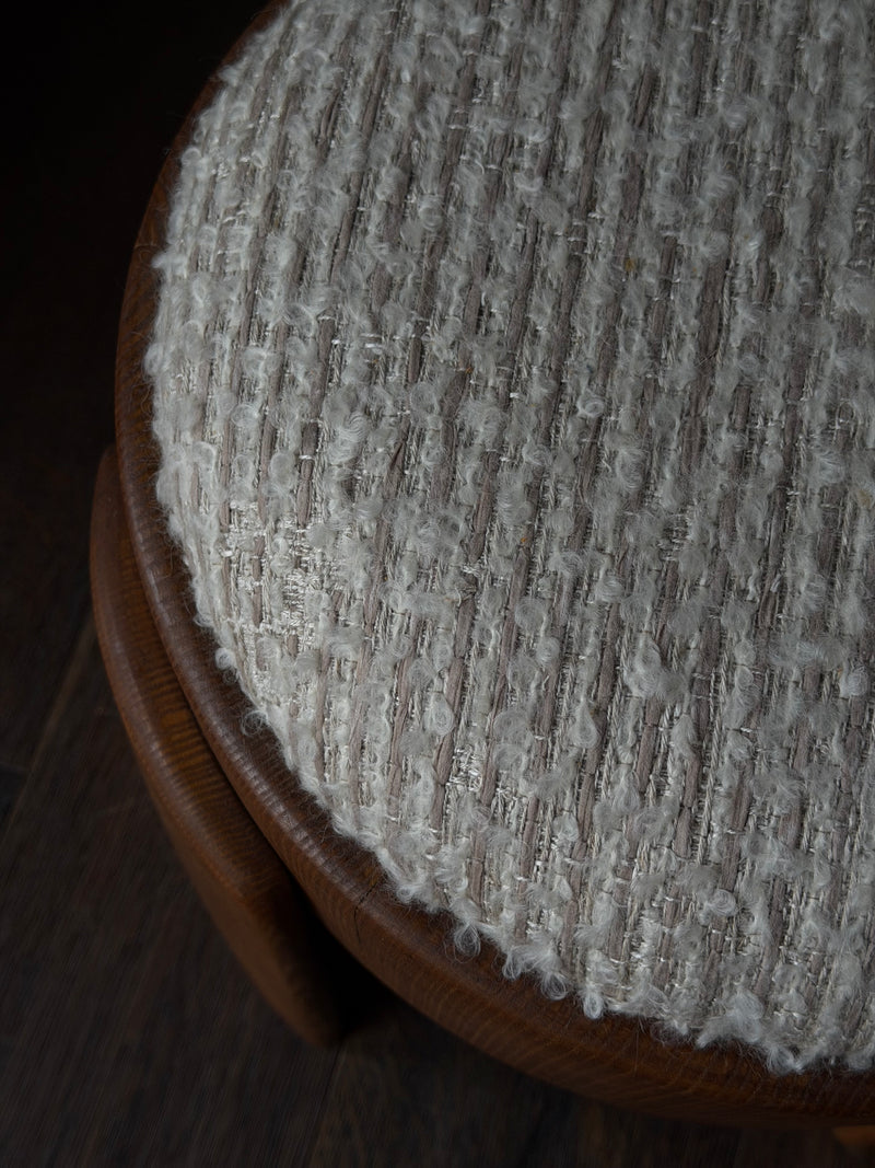 Cream Upholstered Poufs, Pair