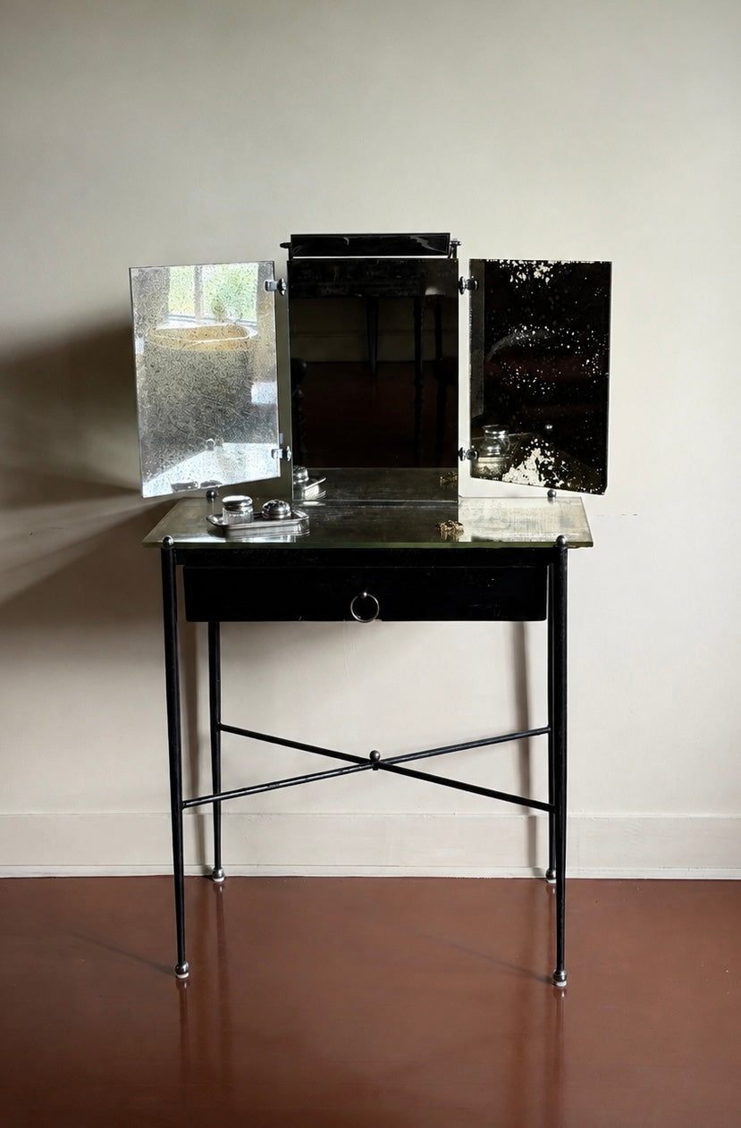 French Art Deco Mirrored Vanity attr. Jacques Adnet, 1920s