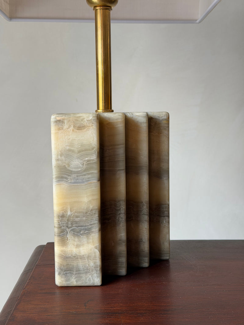 Stepped Marble Table Lamps, Pair
