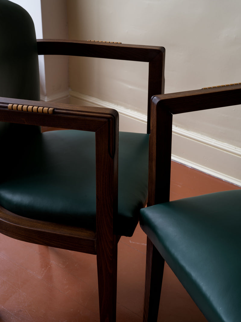 Art Deco Leather and Oak Armchair