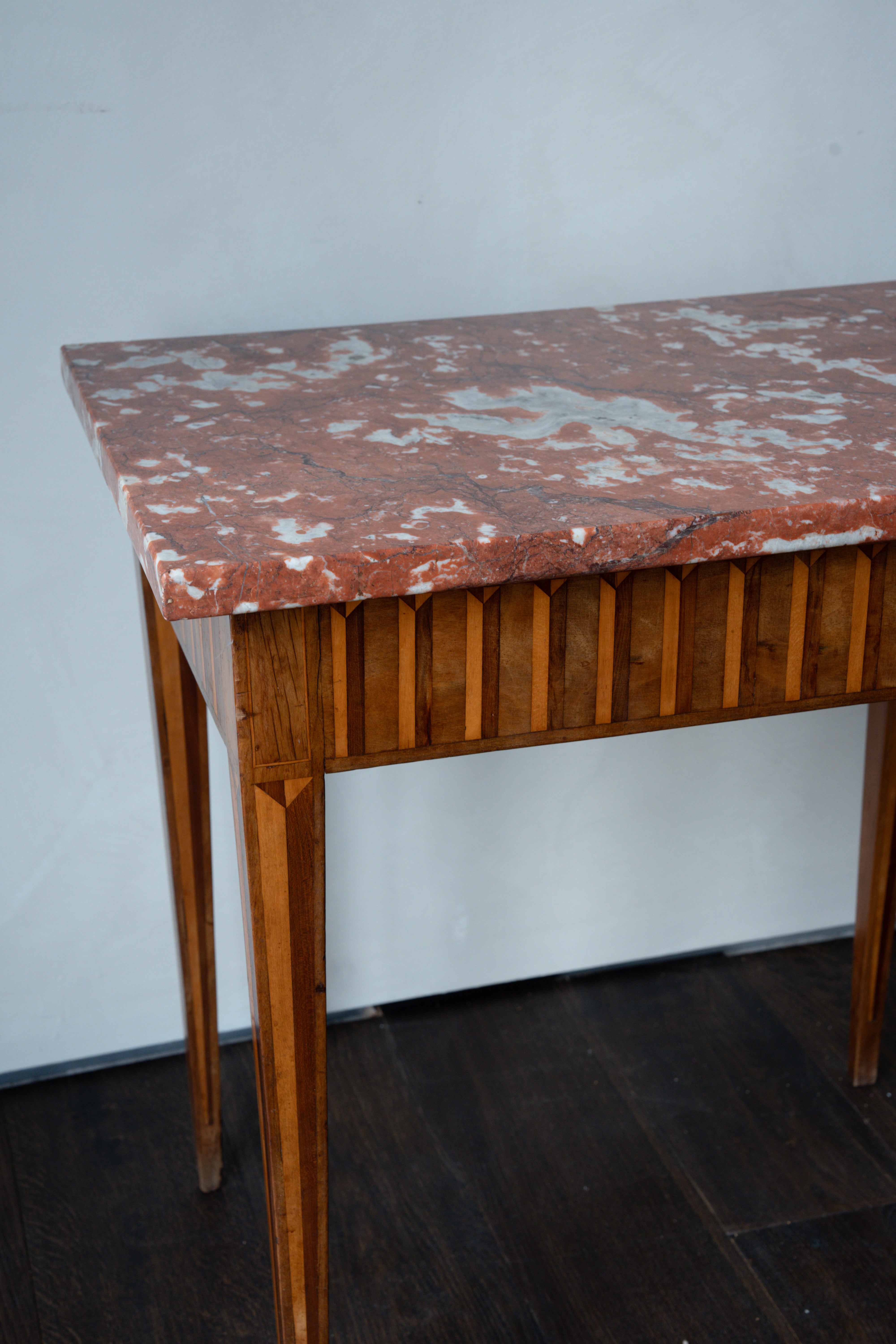 Marble Top Inlaid Console Table