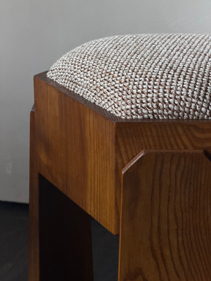 Cream Triangular Poufs, Pair