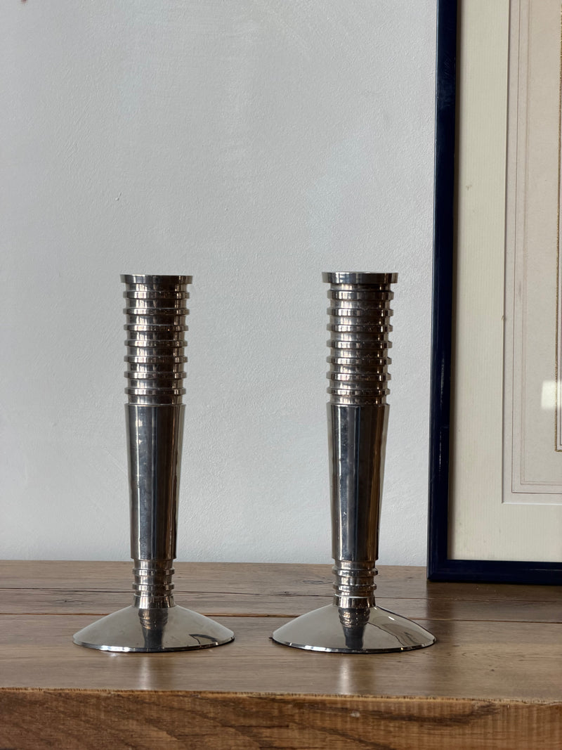 Art Deco Chrome Candlesticks