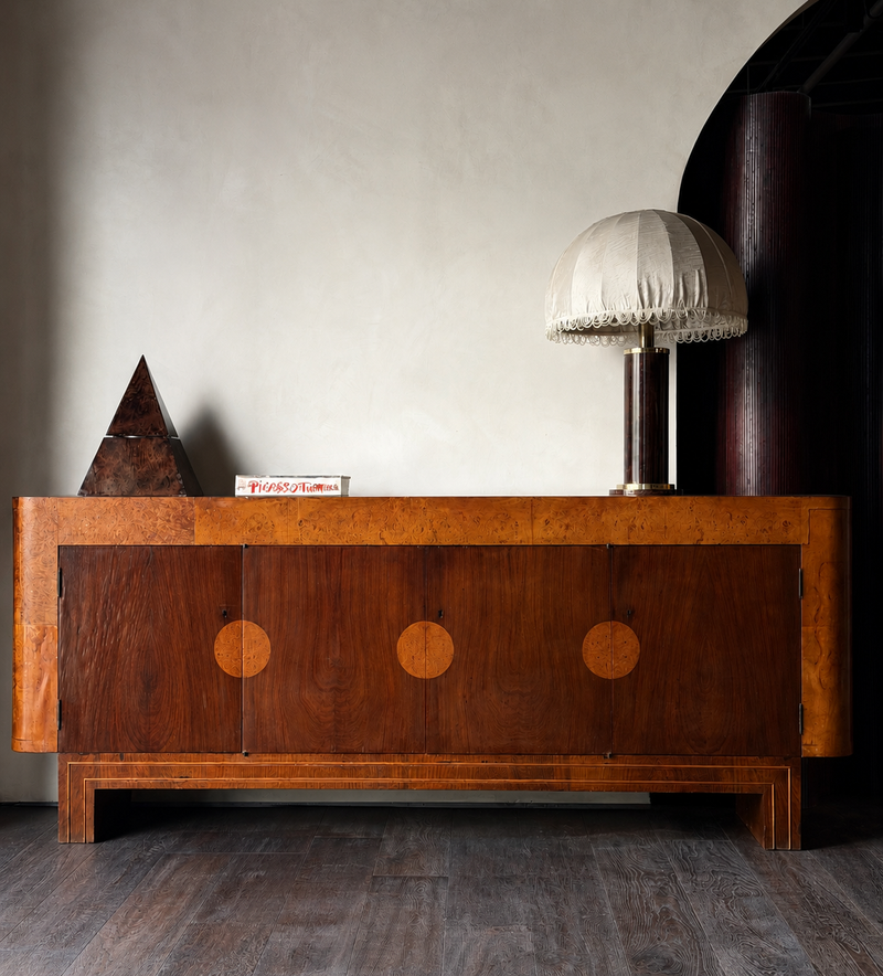 Italian Art Deco Burlwood Sideboard, 1920s