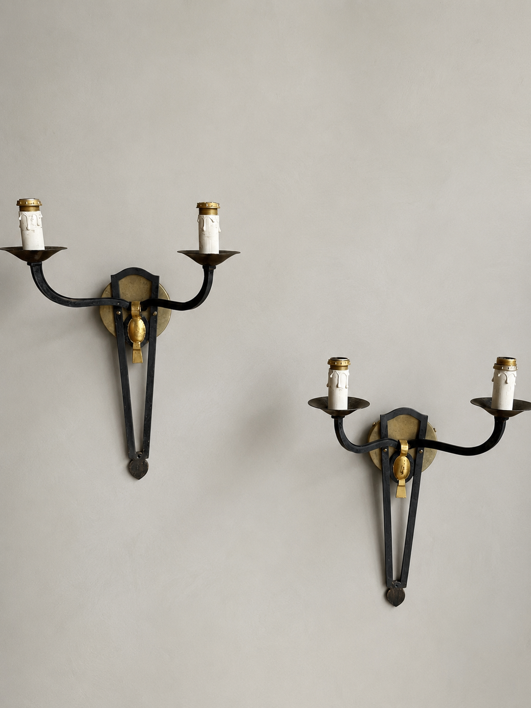 Black Iron Sconces, Pair