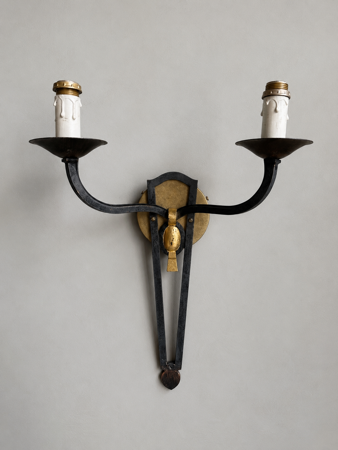 Black Iron Sconces, Pair
