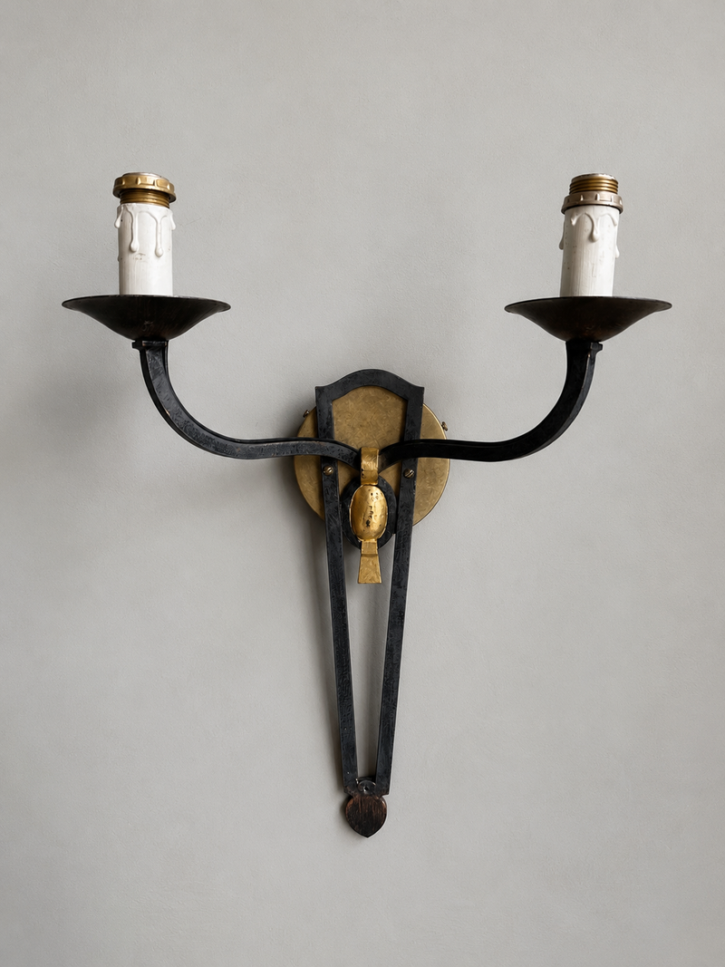 Black Iron Sconces, Pair