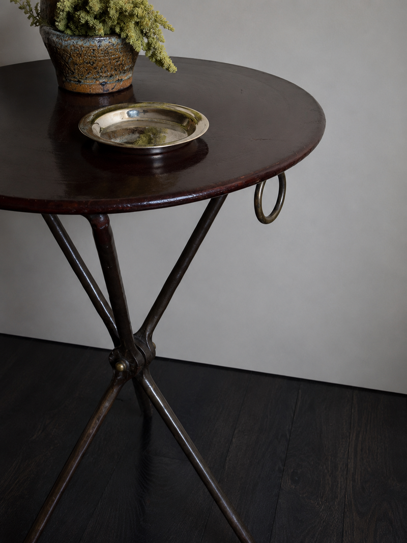 Vintage Maroon Tripod Table