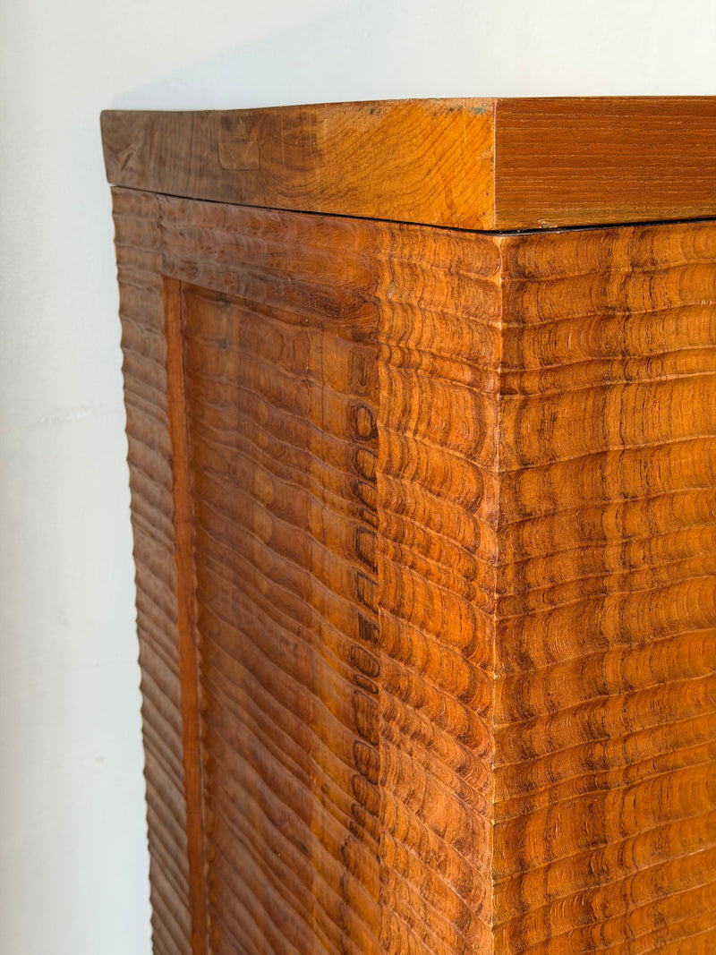 Vintage Scandinavian Textured Wood Cabinet