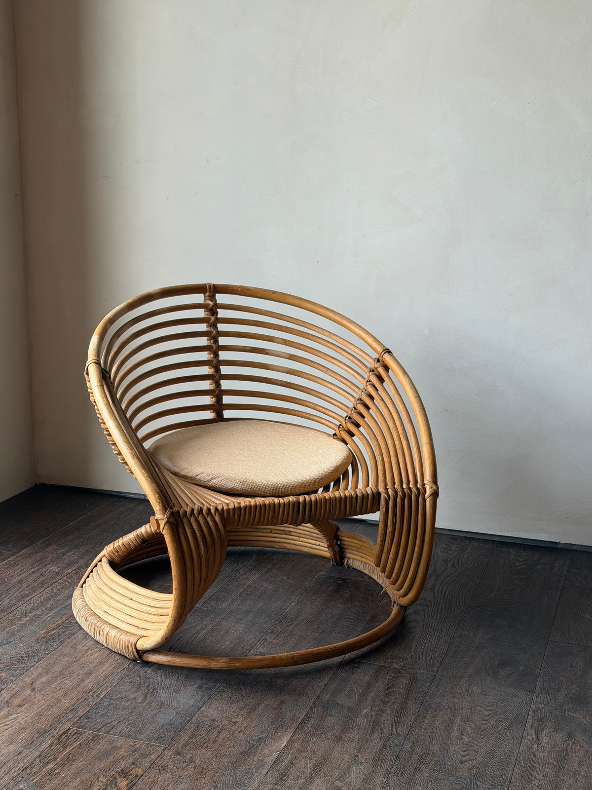 Sculptural Bent Rattan Lounge Chair