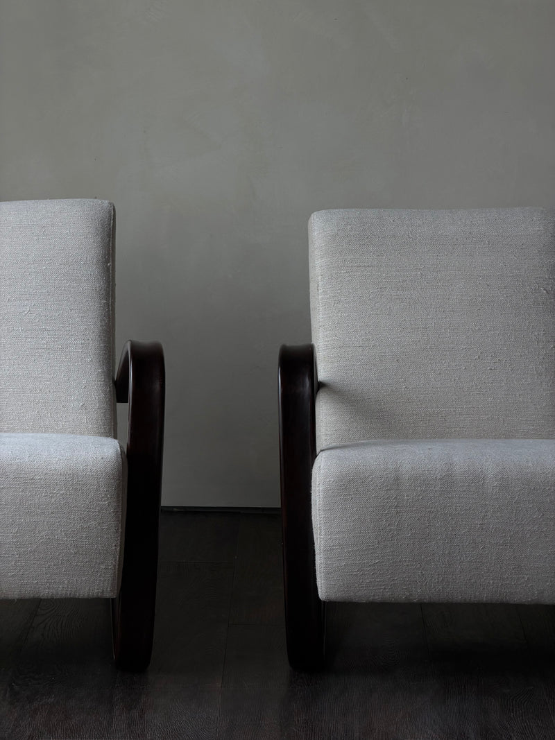 Jindřich Halabala Lounge Chairs, Pair
