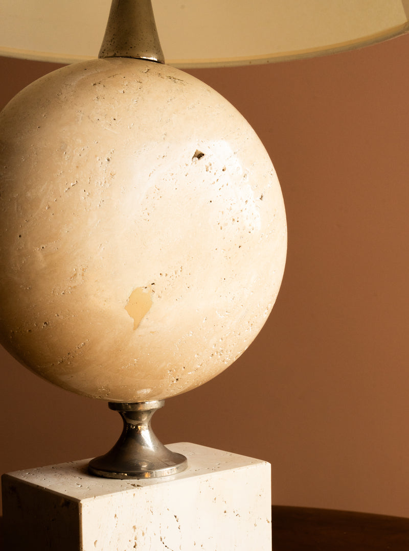 Travertine Table Lamp by Philippe Barbier, c. 1970