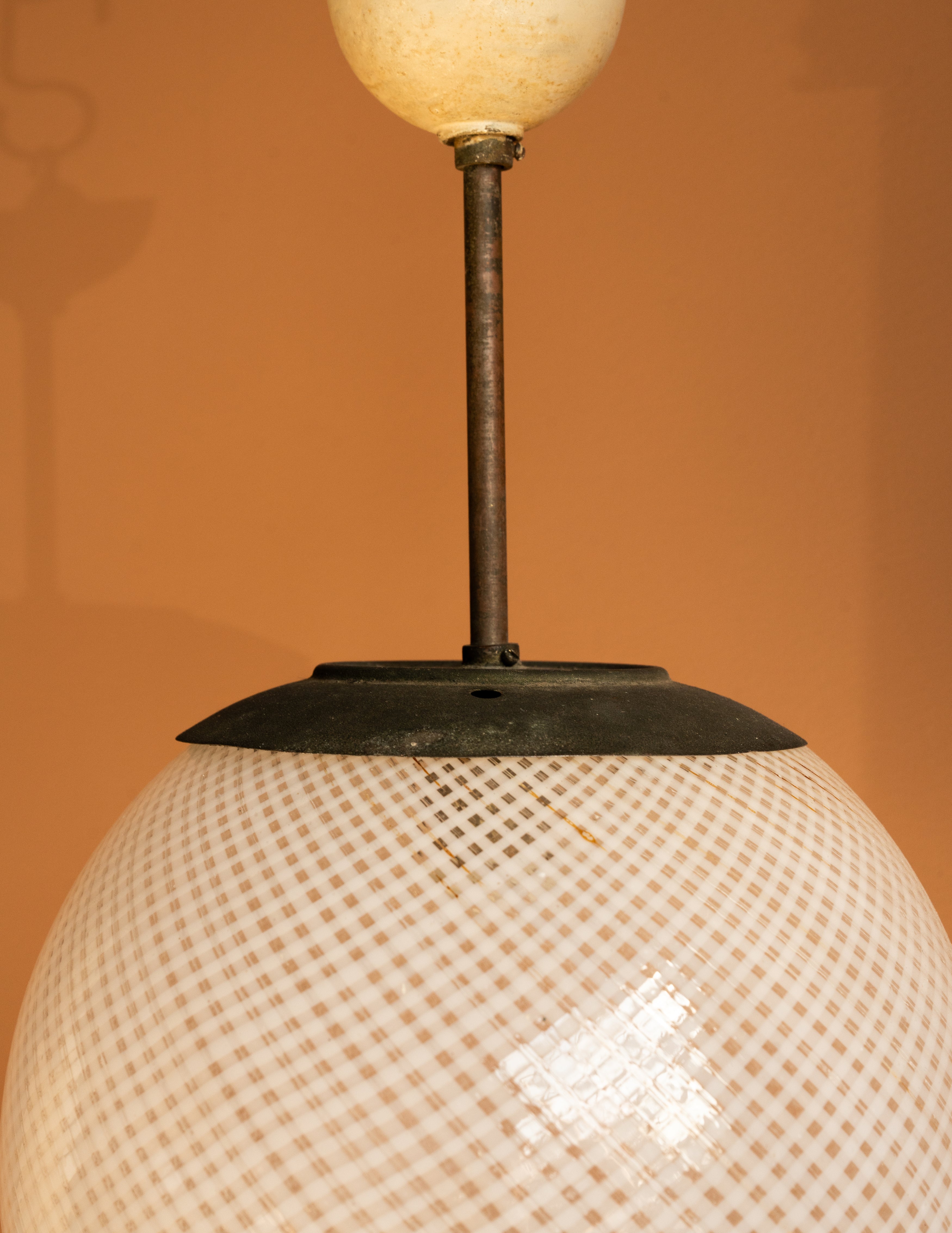 'Filigrana' Murano Glass Pendant att. Venini