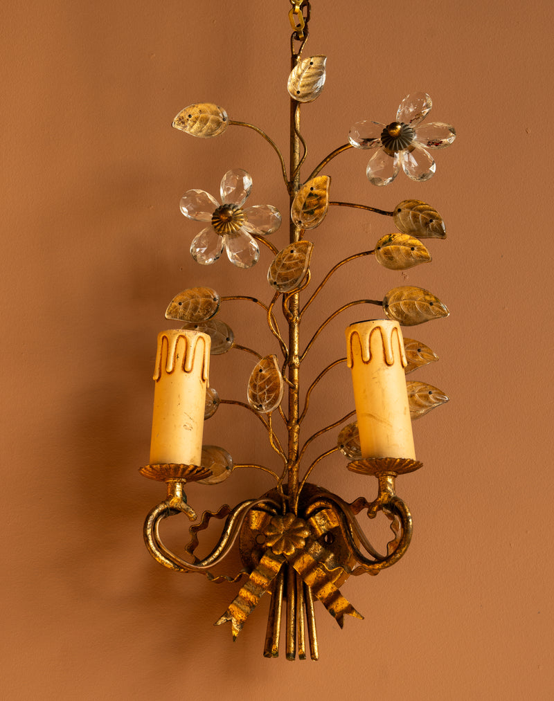 Gilded Flower Stem Sconce