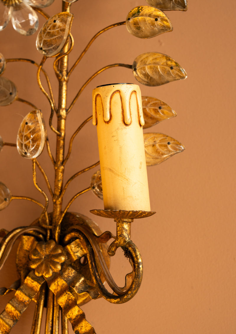 Gilded Flower Stem Sconce