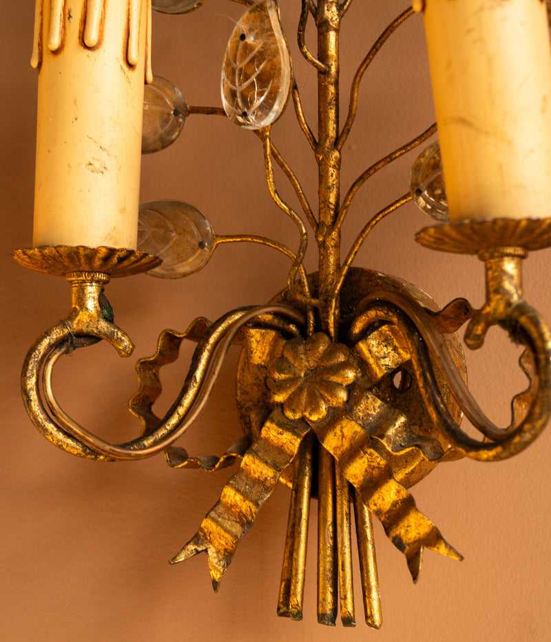 Gilded Flower Stem Sconce
