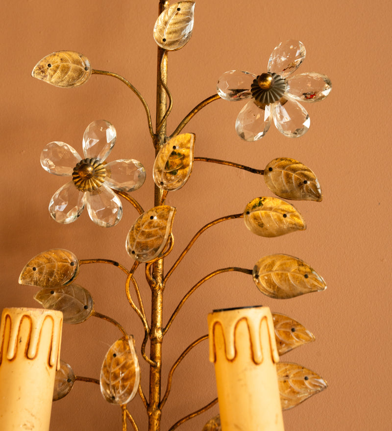Gilded Flower Stem Sconce